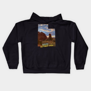 Utah Outline (Arches National Park) Kids Hoodie